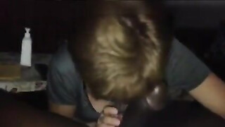 Obedient white woman swallowing a big black dick