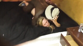 Shared vamp blonde with provocative booty getting pounded and slapped by BBC