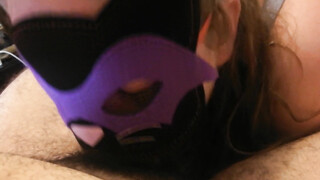 Close up oral sexual intercourse chunky masked spouse sucking his penis